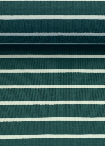 Jersey - Isa  - Streifen - eucalyptus - weiss